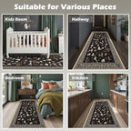 Black Floral Dog Rug Runner, 2x4 Washable Kitchen Mat Ultra-Thin Soft, Non-Slip - Image 5