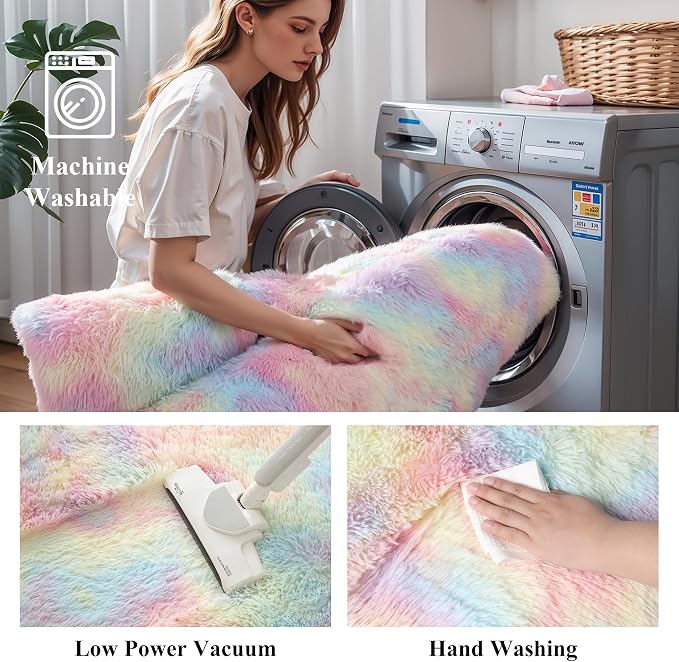 Fluffy Fuzzy Unicorn Rugs for Girls Bedroom, 2x3 Washable Non Slip Shag Shaggy - Image 6
