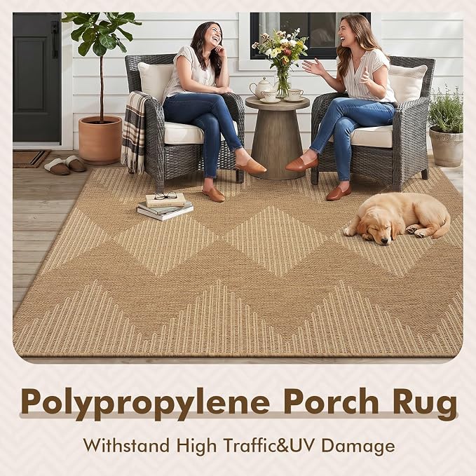 MontVoo-Outdoor Rug Carpet Patio Rug 6x9 ft Polypropylene Indoor Outdoor Rugs - Image 9