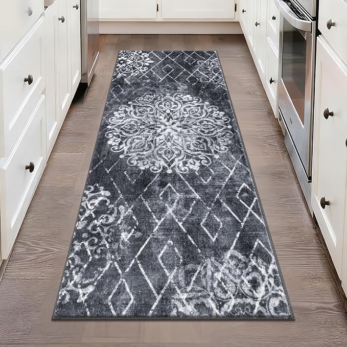 HEBE Washable Hallway Runner Rug 2'x 5' Non Slip Kitchen Rugs Runner, Low Pile by HEBE