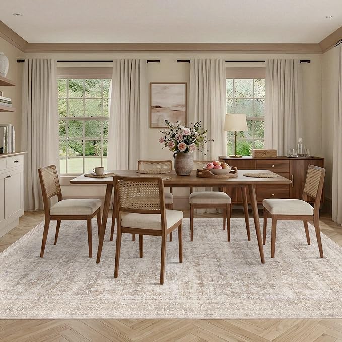 Latte&Fog 8x10 Area Rugs for Living Room, Washable Beige Rugs for Bedroom - Image 5
