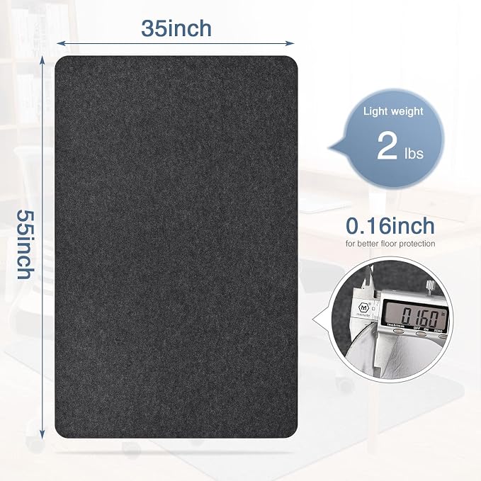 Placoot Desk Chair Mat for Hardwood Floor & Tile 55"x35" Office Chair Mat for - Image 2