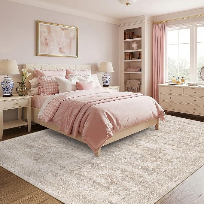 Latte&Fog 8x10 Area Rugs for Living Room, Washable Beige Rugs for Bedroom - Image 4