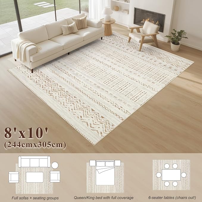 cotiled 8x10 Area Rugs Living Room Rug: Washable Boho Rugs - Image 9