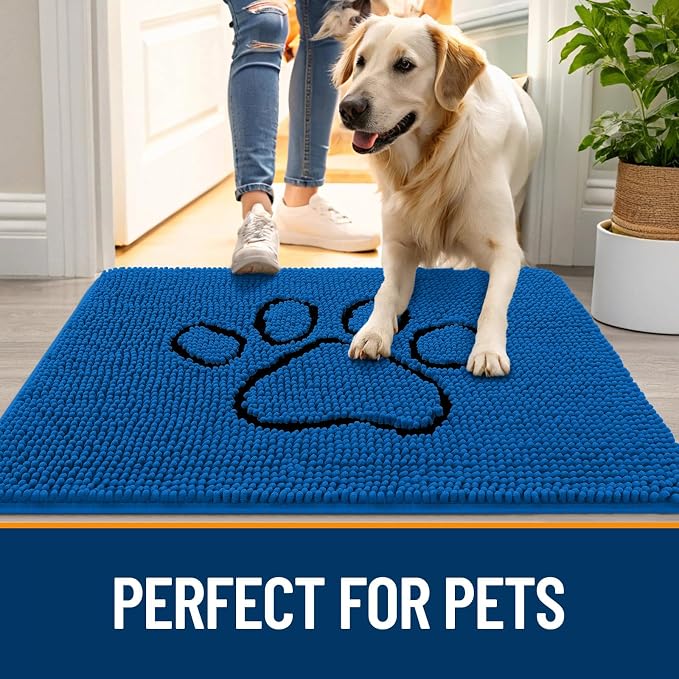 OLANLY Dog Door Mat for Muddy Paws 48x30, Paw Print Design, Absorbs Moisture - Image 6