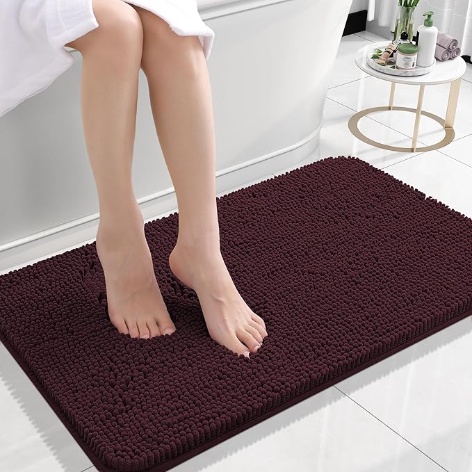 OLANLY Small Bathroom Rugs 24x16, Extra Soft Absorbent Chenille Bath Rugs by OLANLY