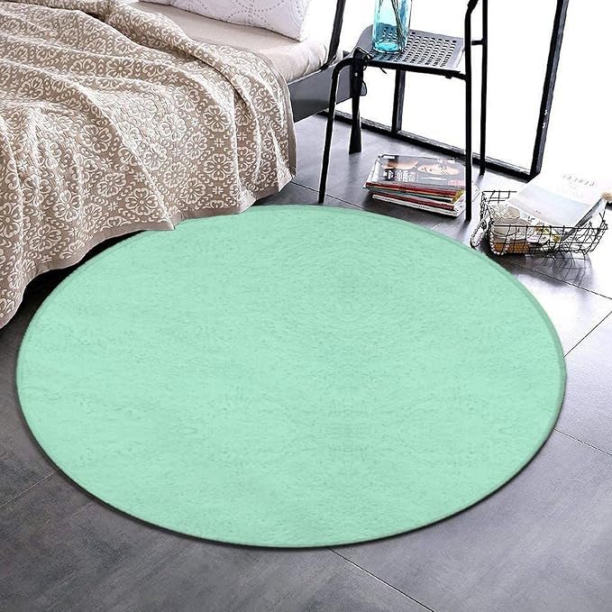 Machine Washable Modern Round Area Rug, Room Sofa Yoga Soft Round Carpet - Image 2