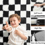 KICMOR Area Rugs for Bedroom Living Room, 4x6 Black and White Fluffy Soft - Image 2
