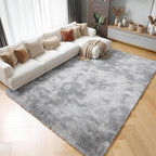 ONASAR 8x10 Area Rugs for Living Room, Tie-Dyed Light Grey Large Fluffy Shag - Image 5