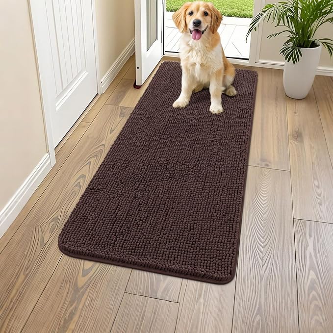 Smiry Dog Door Mat for Muddy Paws 47x24, Absorbent Dirt Trapper, Non-Slip by Smiry