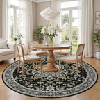Round Area Rug for Living Room: 6ft Washable Vintage Boho Soft Thin Circle Rug - Image 3