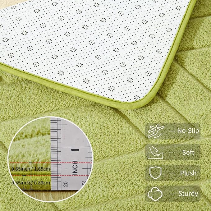 3x5 Green Washable Area Rug for Bedroom, Modern Geometric Shag Non-Slip Living - Image 4