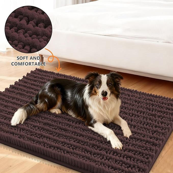 Smiry Dog Door Mat for Muddy Paws 30x20, Absorbent Dirt Trapper, Non-Slip - Image 2