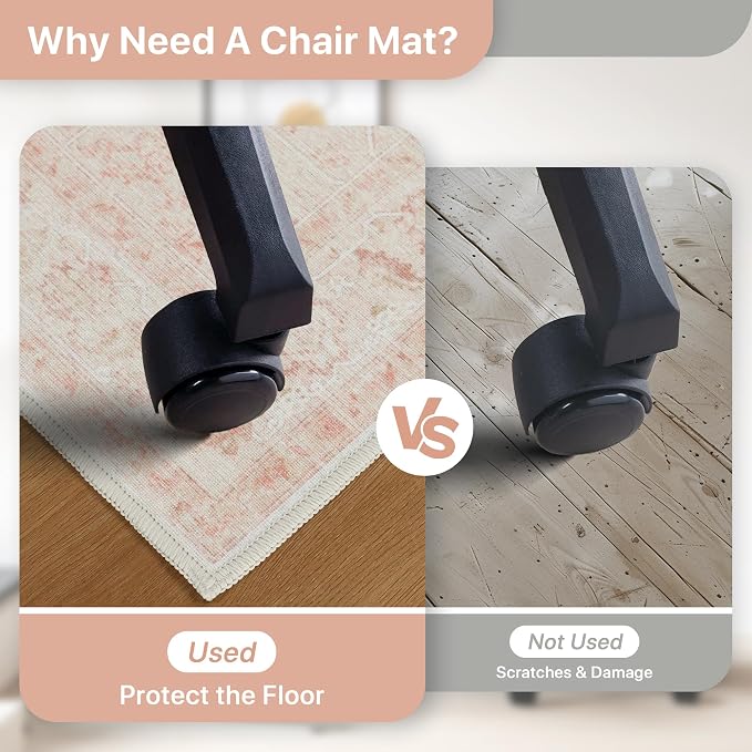 36"x60" Office Chair Mat for Hardwood Tile Floor, Under Desk Carpet Protector - Image 4