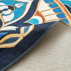 jinchan Mandala Round Rug 8ft Blue Boho Washable Rug Moroccan 8' Round Modern - Image 7