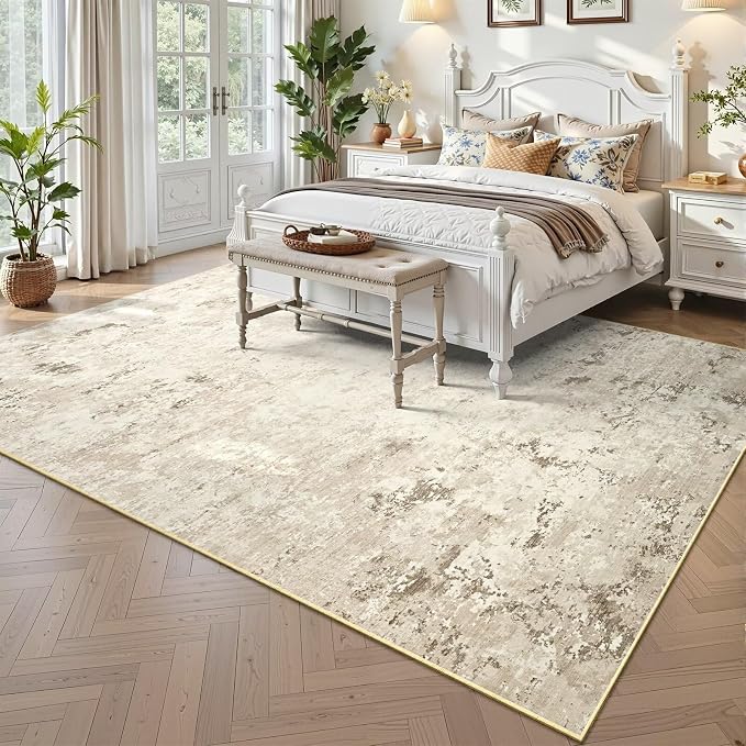 Toneed Abstract Area Rug 7x10 Modern Washable Rug Soft Non Slip Rug Low Pile - Image 4