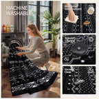 SERISSA 7x9 Area Rugs for Living Room, Washable Non-Slip Black and White Boho - Image 3