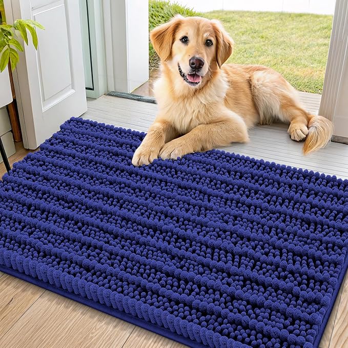 Smiry Dog Door Mat for Muddy Paws 36x24, Absorbent Dirt Trapper, Non-Slip by Smiry