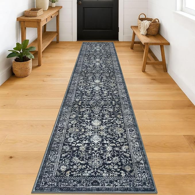 KILOCOCO Hallway Runner 2x12 Rug Runner Printed Vintage Floral Washable by Kilococo