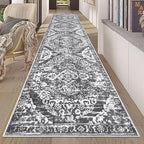 HEBE Hallway Runner Rug 2'8''x12' Washable Vintage Distressed Area Rugs Non by HEBE