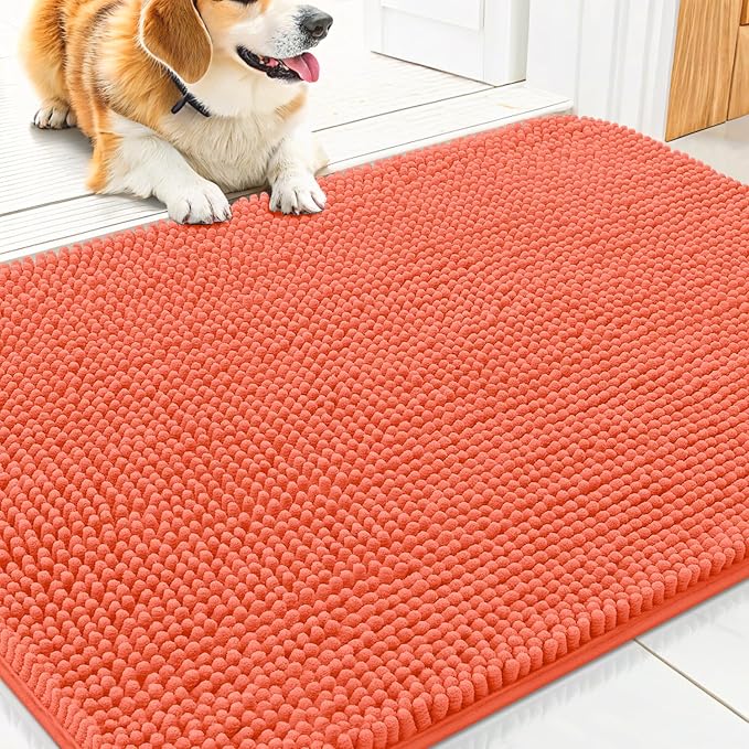 Smiry Dog Door Mat for Muddy Paws 30x20, Absorbent Dirt Trapper, Non-Slip by Smiry