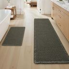 Upgraded Waffle Bath Mat Set of 2, Super Absorbent Non Slip Bath Mats by AMOAMI