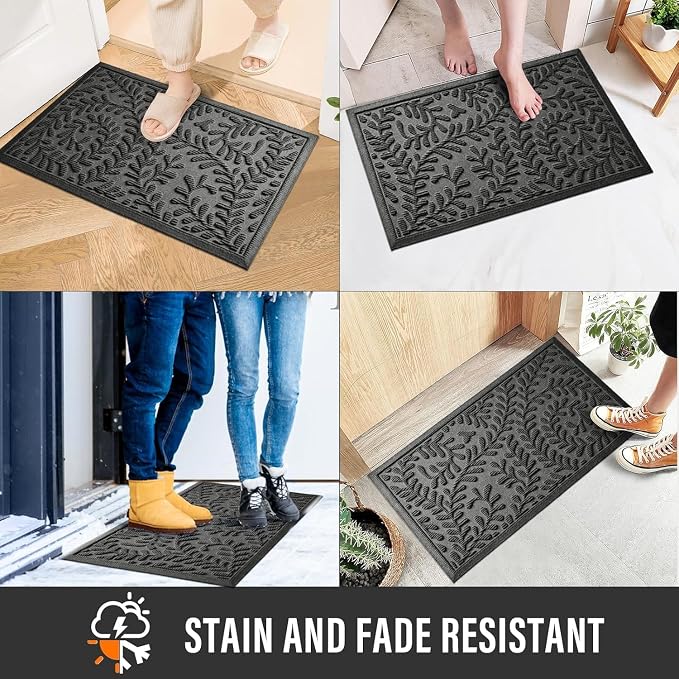 HIYARD Front Door Mat, Absorbent Dirt Trapping Welcome Door Mat Indoor Outdoor - Image 4
