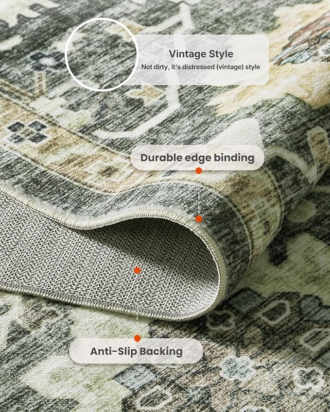 AMADA HOMEFURNISHING 10x14 Washable Area Rug, Low-Profile Large Area Rug - Image 7