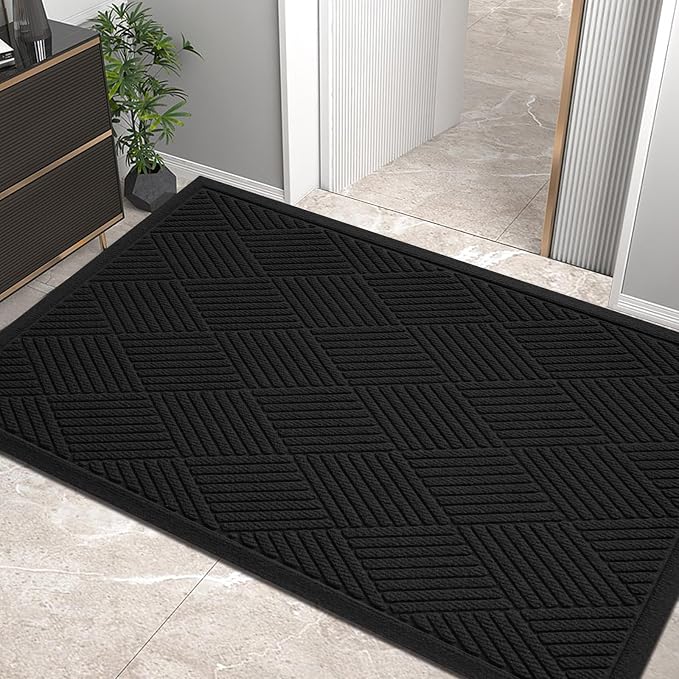 HIYARD Sturdy Front Door Mat, Absorbent Muddy Dirt Resist Welcome Door Mats by HIYARD
