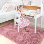 Amdrebio Blush Pink Area Rugs for Living Room Girls Bedroom, 6x9 Kawaii Shaggy - Image 4