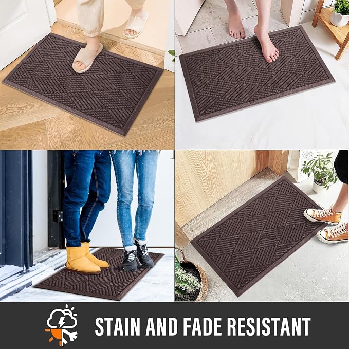 HIYARD Sturdy Front Door Mat, Absorbent Muddy Dirt Resist Welcome Door Mats - Image 5