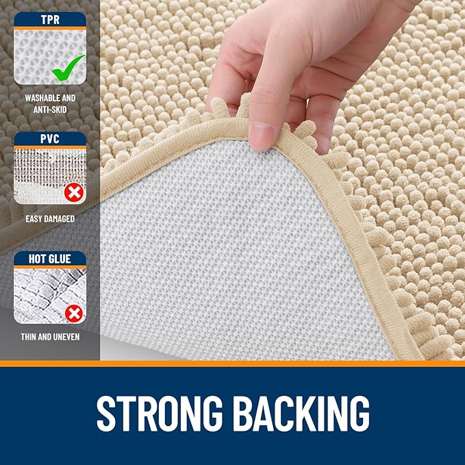OLANLY Small Bathroom Rugs 24x16, Extra Soft Absorbent Chenille Bath Rugs - Image 6