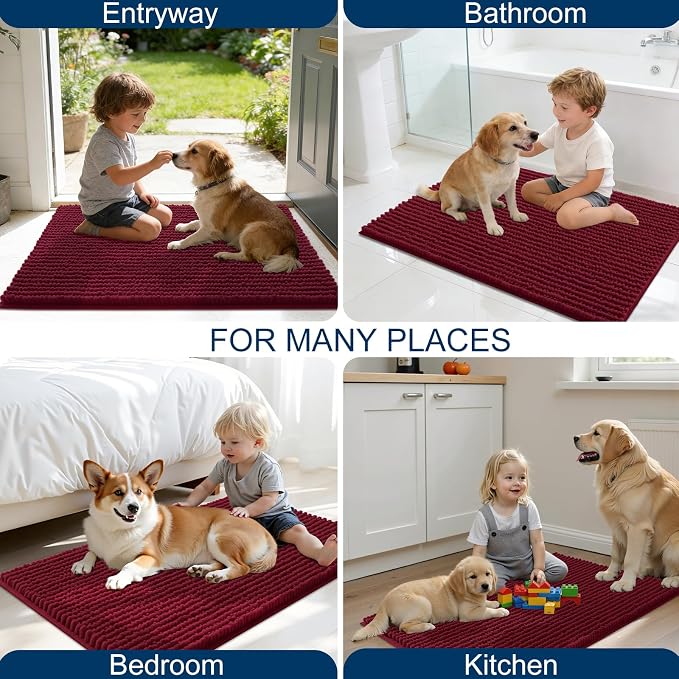 OLANLY Dog Door Mat for Muddy Paws 59x24, Ultra Absorbent Chenille Mud Doormat - Image 8