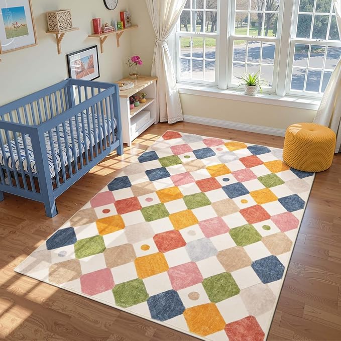 jinchan Macy 6x9 Kids Area Rug for Classroom Modern Colorful Nursery Rug - Image 4