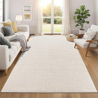 Pauwer 6x9 Washable Area Rugs for Living Room Modern Beige Solid Color Soft by Pauwer