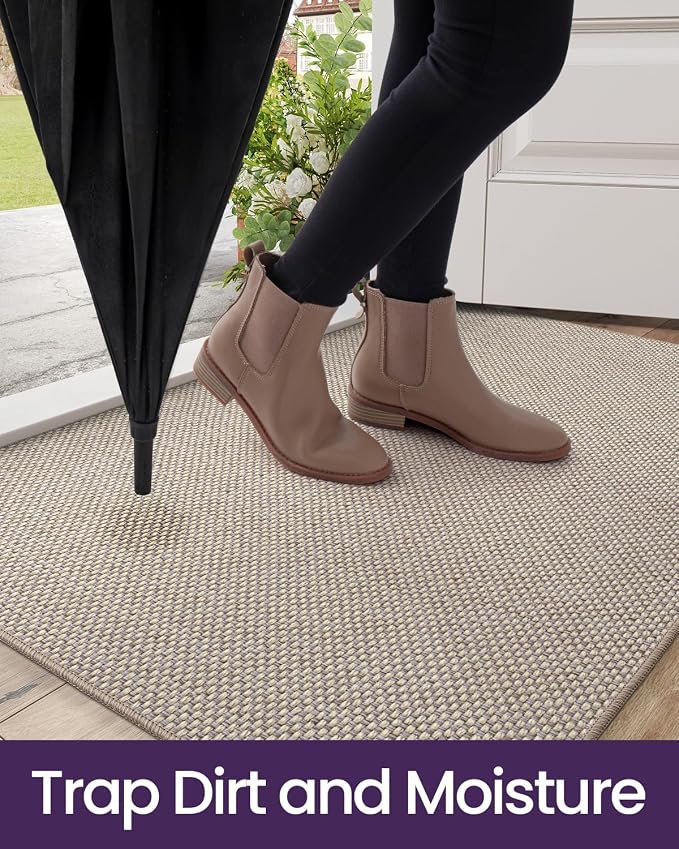 DEXI Ultra Thin Door Mat Indoor Entrance 17x30, Non Slip Rubber Backed Entryway - Image 5