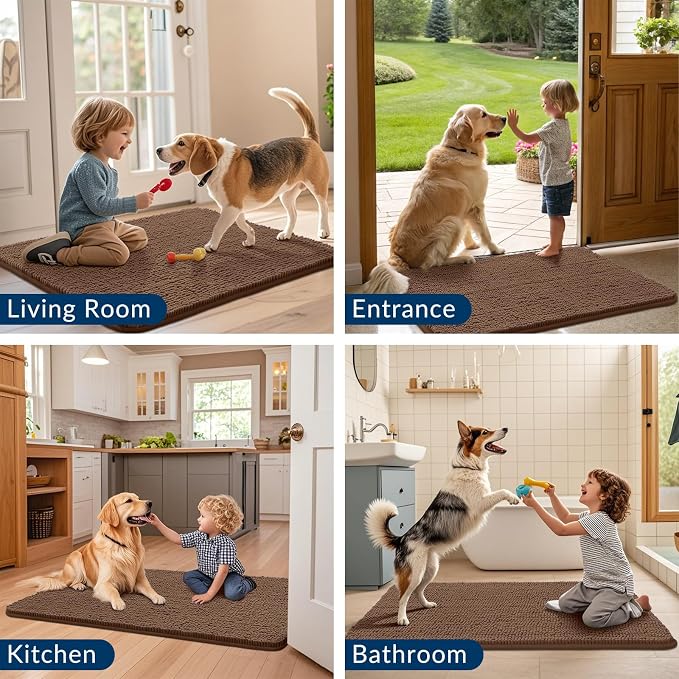 Smiry Dog Door Mat for Muddy Paws 59x35, Absorbent Dirt Trapper, Non-Slip - Image 7