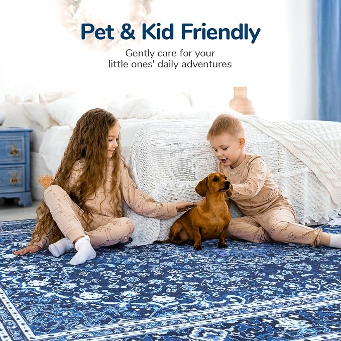 Lessymo Washable Area Rugs 6x9- Boho Area Rug Low Pile - Image 6