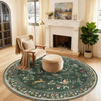 Washable Round Rugs for Bedroom 4ft: Living Room Rug Stain Resistant Non Slip by palohom