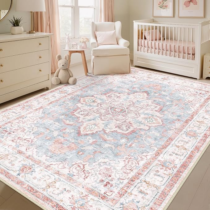CAPALOCA Machine Washable Rugs Nursery Rug 7x9 Cute Girl Non Slip Low Pile - Image 9