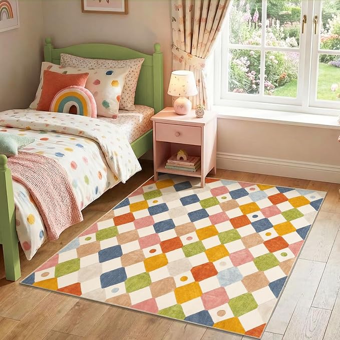 jinchan Macy Area Rug for Kids Room 6'x6' Square Rug Modern Colorful Nursery - Image 7