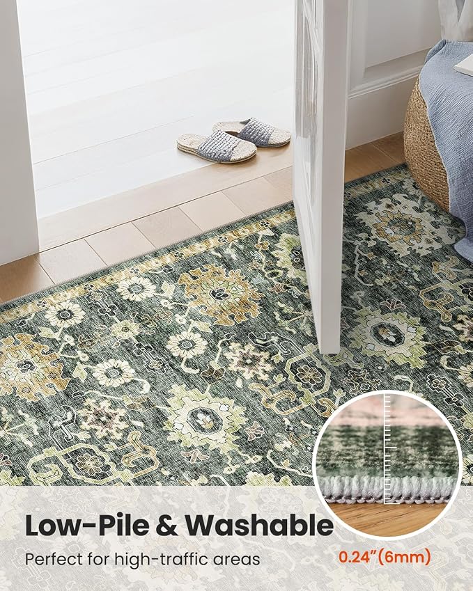 AMADA HOMEFURNISHING 10x14 Washable Area Rug, Low-Profile Large Area Rug - Image 8