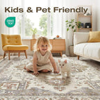 9x12 Washable Area Rugs for Living Room, Large Rug Non Slip Backing Vintage - Image 3