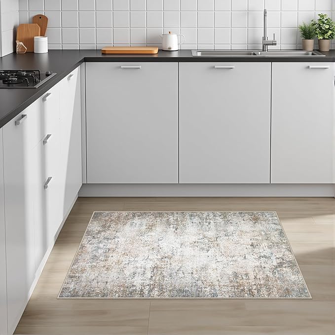 Washable Area Rug 2x3 Entryway Rug: Washable Modern Abstract Soft Thin Rug - Image 4