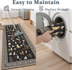 Black Floral Dog Rug Runner, 2x4 Washable Kitchen Mat Ultra-Thin Soft, Non-Slip - Image 6