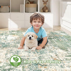 6x8 Area Rug Living Room: Washable Large Abstract Soft Green Rug Stain - Image 7
