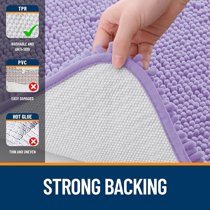 OLANLY Bathroom Rugs 34x21, Extra Soft Absorbent Chenille Bath Rugs, Rubber - Image 6