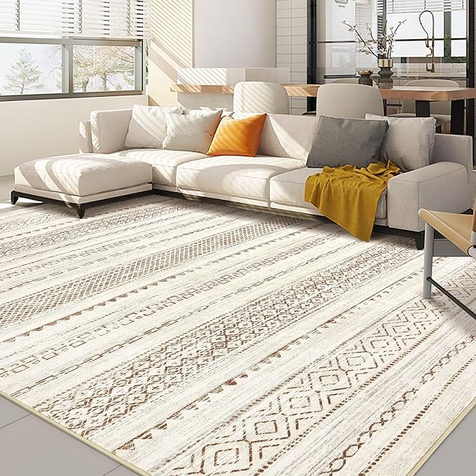Nakagishi 9x12 Area Rug Living Room: Washable Boho Large Neutral Modern Soft by NakagishiAreaRug