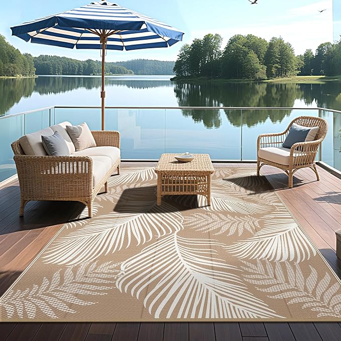 Pauwer Waterproof Outdoor Rug 6x9, Reversible Plastic Straw Patio Camping Rug - Image 7