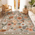 RELEANY Floral 6x9 Area Rugs Washable Print Boho Cute Carpet Non Slip Flower - Image 2
